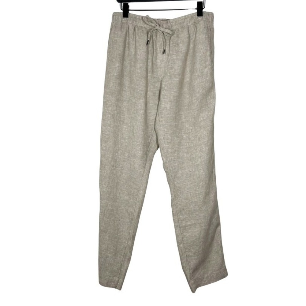 Panama Jack Womens Medium Beige 100% Linen Drawstring Elastic Waist Pants